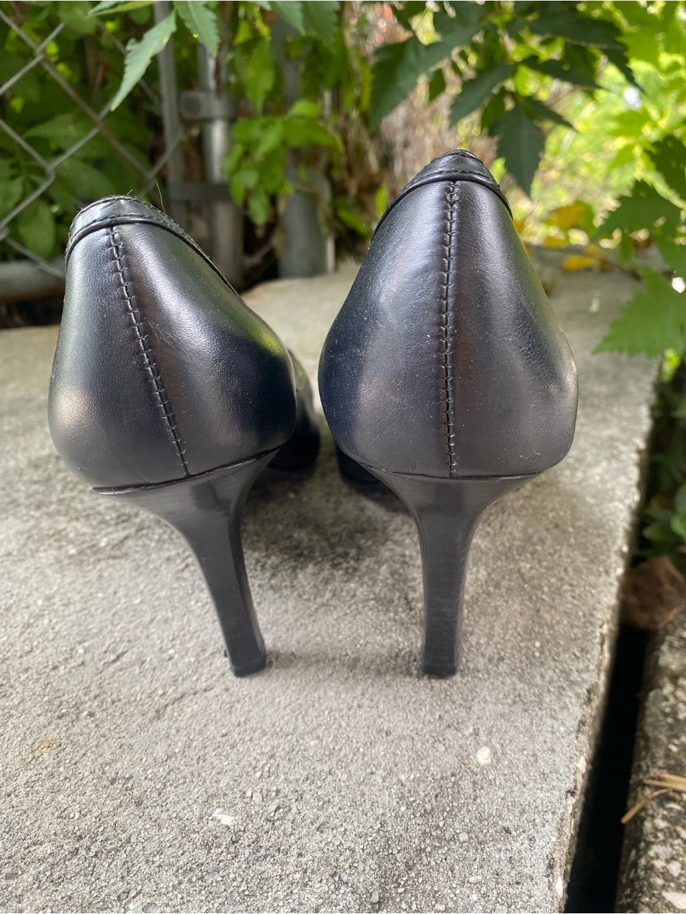 Maripe Black Peep-Toe Leather Heels - Picture 6 of 13